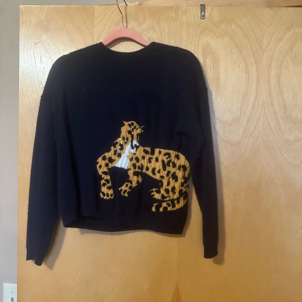 Navy Leopord Cashmere Sweater